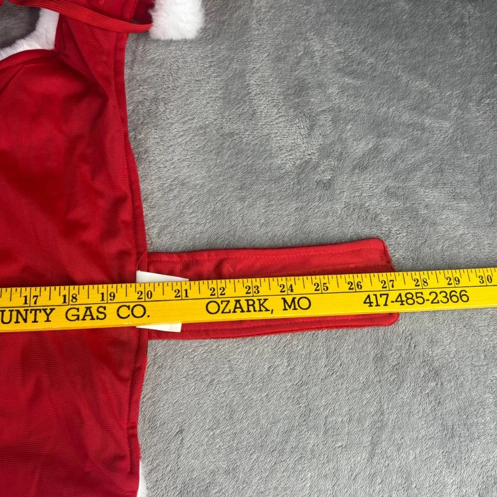 Merry & Bright Santa Dog‎ Costume Medium Red White Faux Fur Bone Buckle Holiday